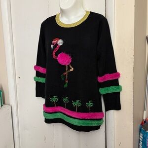 New 99 Jane Street Large Pink Flamingo Holiday Ugly Christmas Sweater Size XXL
